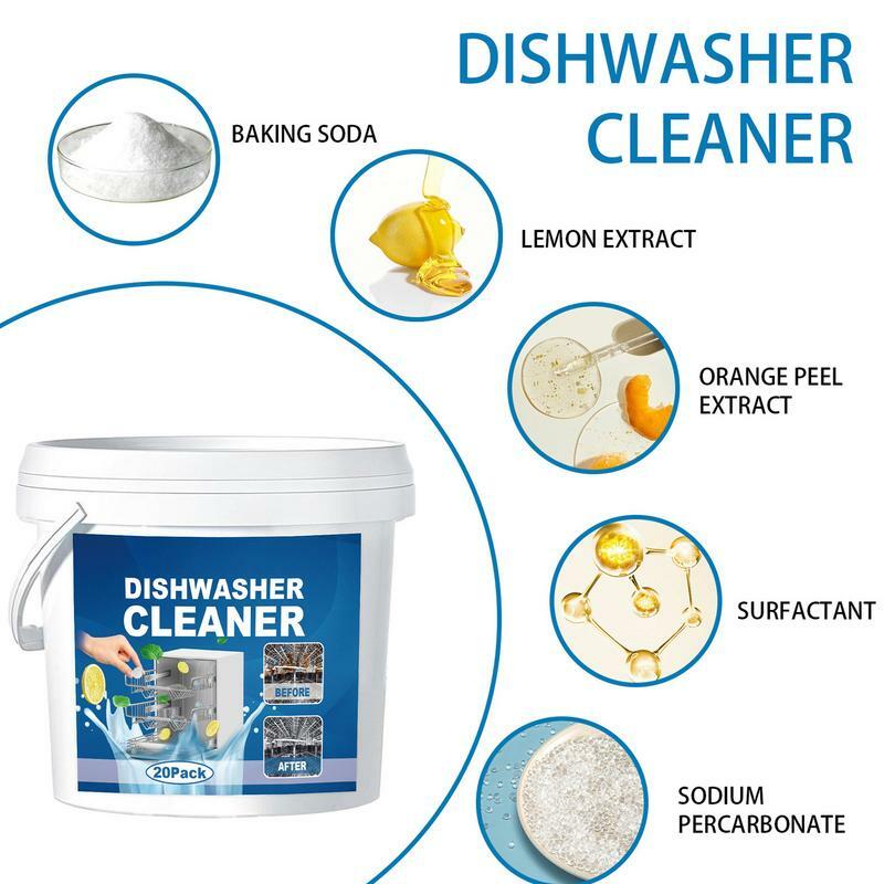 20 piezas eliminador de olores para lavavajillas, pastillas de limpieza profunda para el hogar, suministros de limpieza para alimentos, manchas de agua