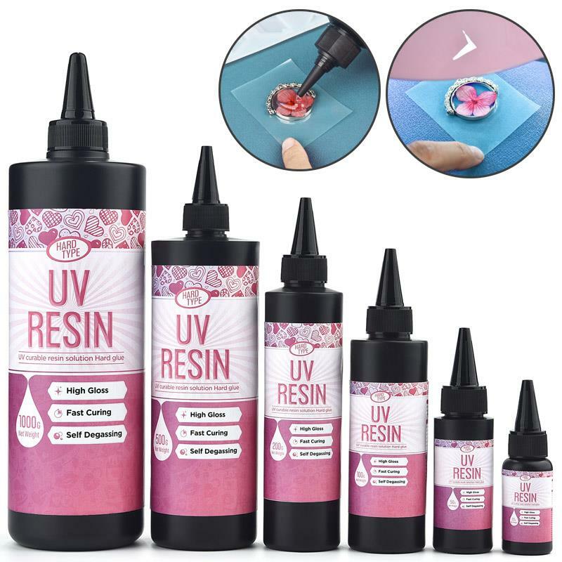 UV Resin Glue Ultraviolet Curing Quick Drying Transparent Epoxy Resin UV Glue DIY Resin Jewelry Making Supplies Tools UV Lamp