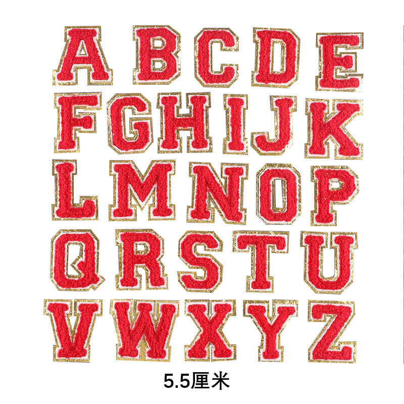 A-Z 5,5 cm Klebe Brief Patches Handtuch Chenille Stickerei Brief Für PVC Beutel Stick auf Patches
