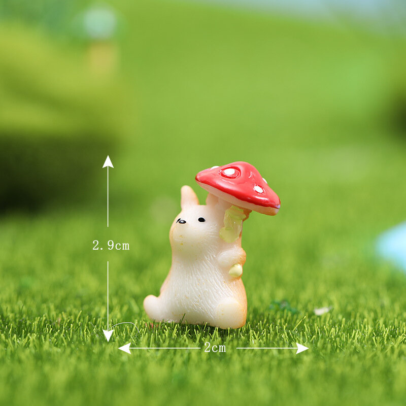 Kawaii mini animais estatueta esquilo coelho miniatura jardim de fadas terrário cão gato decoração musgo paisagem kit