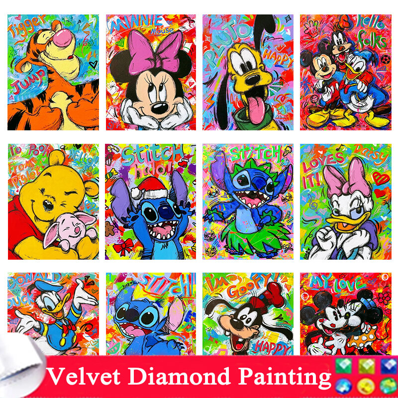 Disney Graffiti Art Diamond Painting DIY 5D Diamond Embroidery Mickey Mouse Mosaic Picture Cross Stitch Decor Home Kids Gifts 38