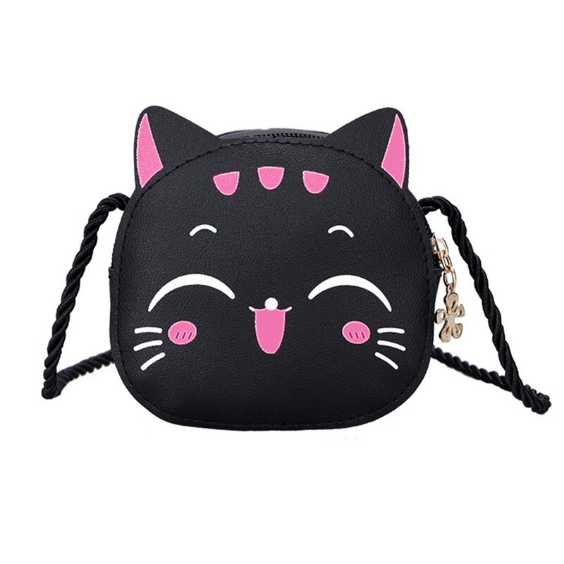 Kids Girl for Cat Crossbody PU Leather Cartoon Shoulder Bag Tote Coin Purse Satchel