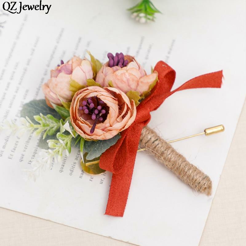 Künstliche Seide Rose Blumen Corsage für Bräutigam Mann Pin Anzug künstliche Blume Bräutigam Mann Corsage Knopfloch Hochzeits feier Schmuck