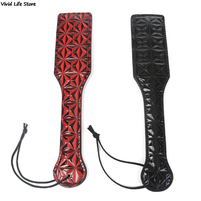 Diamond Pattern Flog Spank Paddle Horse Whip Beat Submissive for Horse Training Crop Leather Spanking Paddle