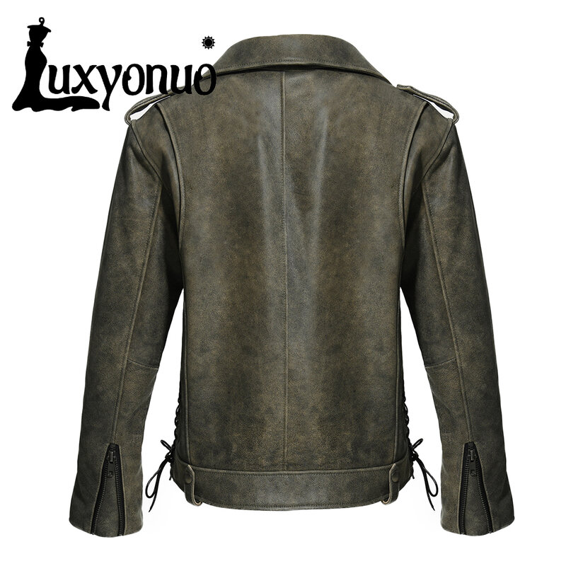 Luxyonuo jaket kulit asli untuk wanita, jaket kulit asli akan datang baru musim semi 2024, jaket longgar modis untuk wanita