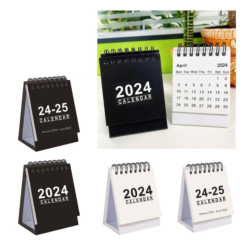 Minicalendário de mesa 2024 calendários mensais portáteis para escritório e uso doméstico