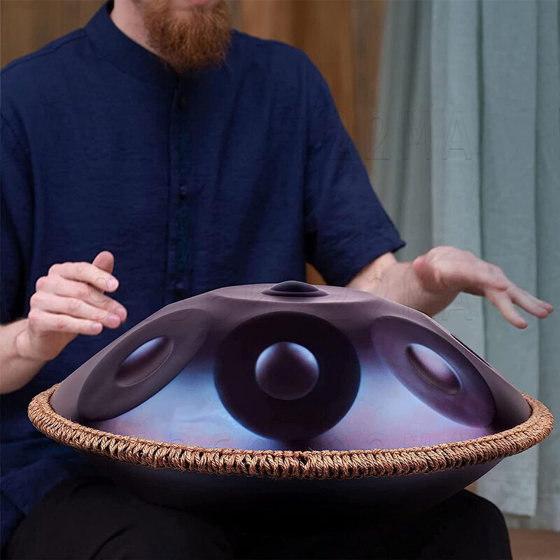 Tambor de mano púrpura de 18 pulgadas G, tambor menor, instrumento de música de meditación de yoga, lengua de acero para principiantes, regalo