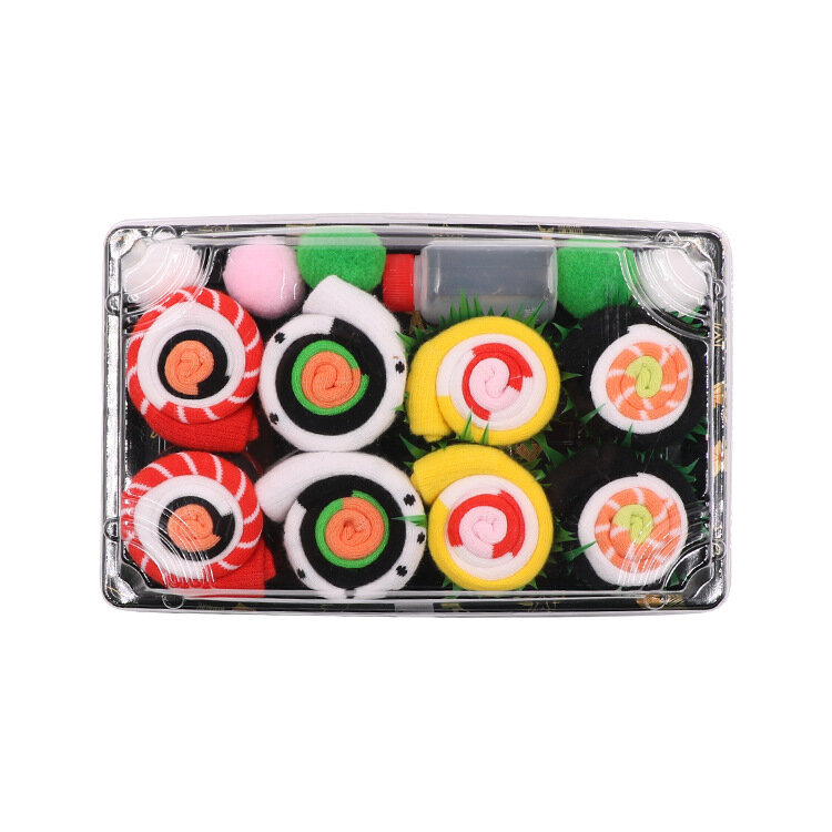 Kaus kaki katun Gourmet Sushi kreatif pria dan wanita kaus kaki olahraga basket liar kartun modis kotak hadiah hadiah kemasan