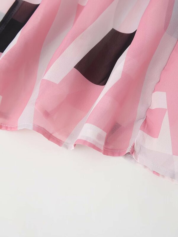 Women's New Chic Fashion Printed Chiffon Draped Suspender Midi Dress Retro Sleeveless With Lining Women's Dress Mujer