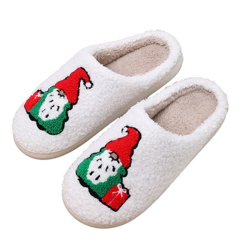 Cute Christmas Slippers Gnome Pattern Women's Christmas Slippers Fuzzy Slippers With Non-Slip Sole Cute Lightweight Slippers