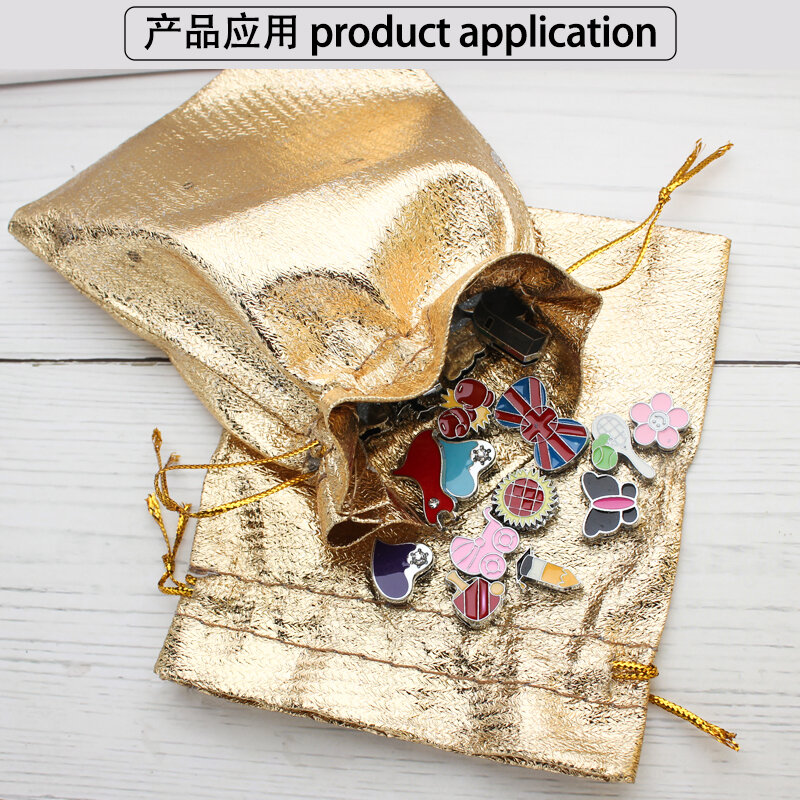Bolsa de veludo com cordão para mulheres, embalagem de jóias, sacolas presente, corrente de exibição, anel, preto, prata, cor dourada, 1pc
