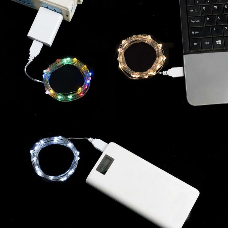 USB LEDクリスマスライトガーランド,2m,LED,銅,結婚式の装飾