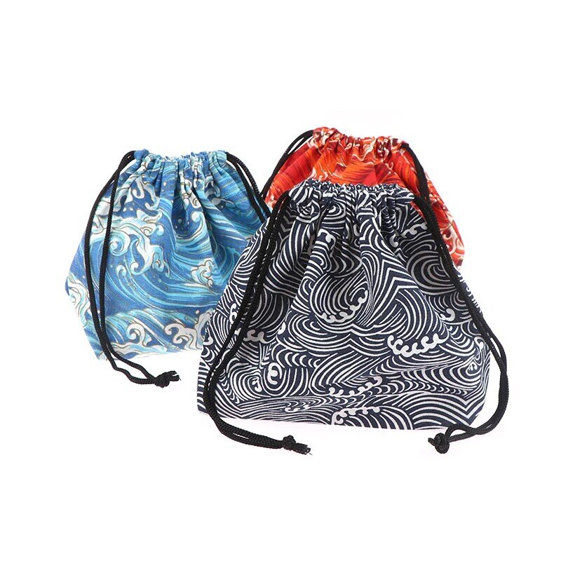 1 шт. сумка на шнурке в японском стиле, Ланч-бокс на шнурке для путешествий, пикника, портативный легко моющийся Ланч-бокс бэнто, сумка-тоут