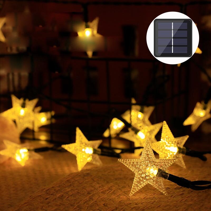 LED الشمسية سلسلة ضوء 6 متر 50 المصابيح الشمسية ستار سلسلة الجنية ضوء في الهواء الطلق حديقة عيد الميلاد الطرف الديكور أضواء الشمسية