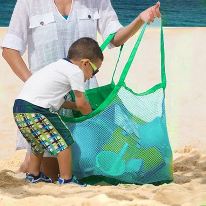 Saco de malha de brinquedo de praia grande para crianças, areia, piscina, brinquedos infantis, bolsa de armazenamento para roupas, toalhas, diversos