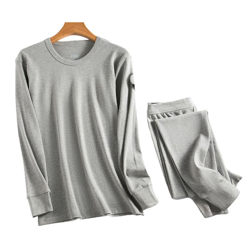 O Leher Panjang termal Set untuk pria katun warna Solid + kain poliester bernapas dan hangat beberapa ukuran