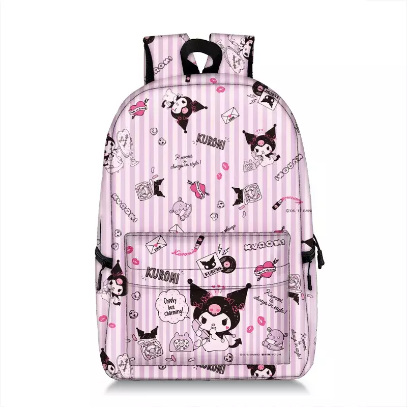 MINISO Sanrio Kuromi girl Large capacity Waterproof Kids Backpack Anime cosplay bag Travel Bag School Student square bag Gift