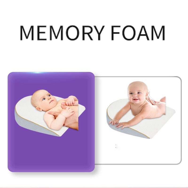 Almohada de algodón con memoria para bebé, cojín transpirable y lavable de alta calidad, antiemético y acogedor, rebote