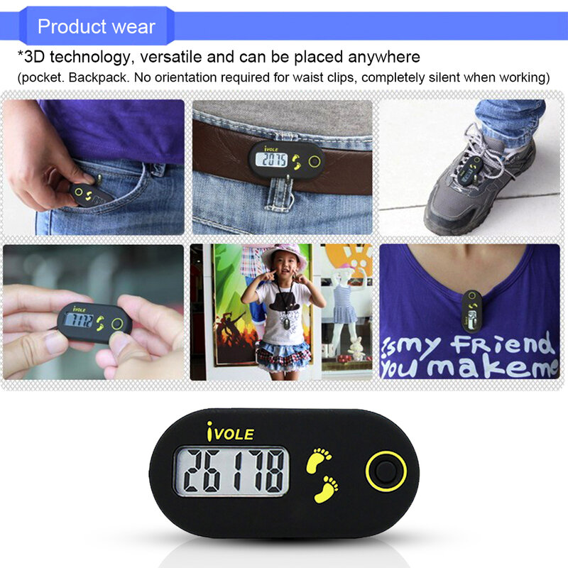 Ivole podómetro Digital para caminar, contador de pasos, contador de Fitness deportivo