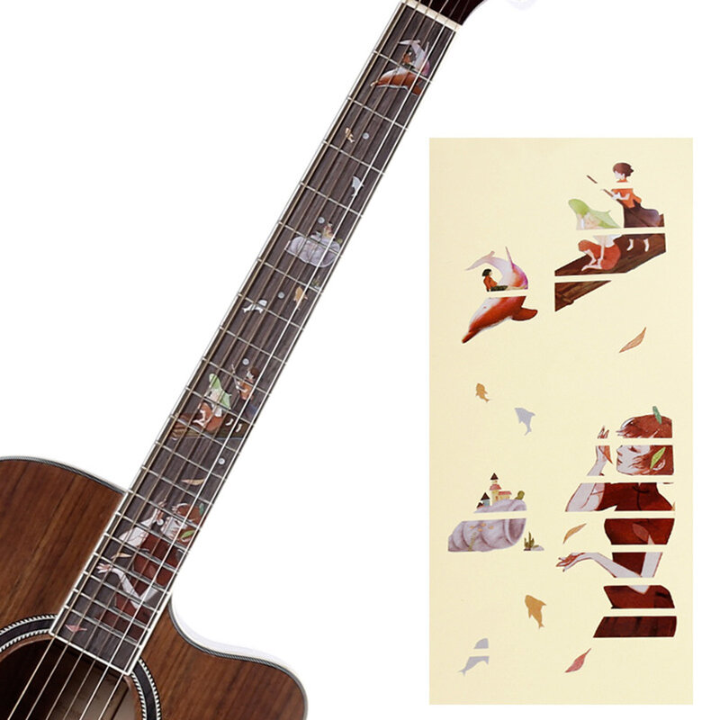 1pc Guitar Sticker PVC Guitar Fingerboard Stickers Inlaid Decals Note Label Neck Decoration Part For Electric Or Acoustic Guitar
