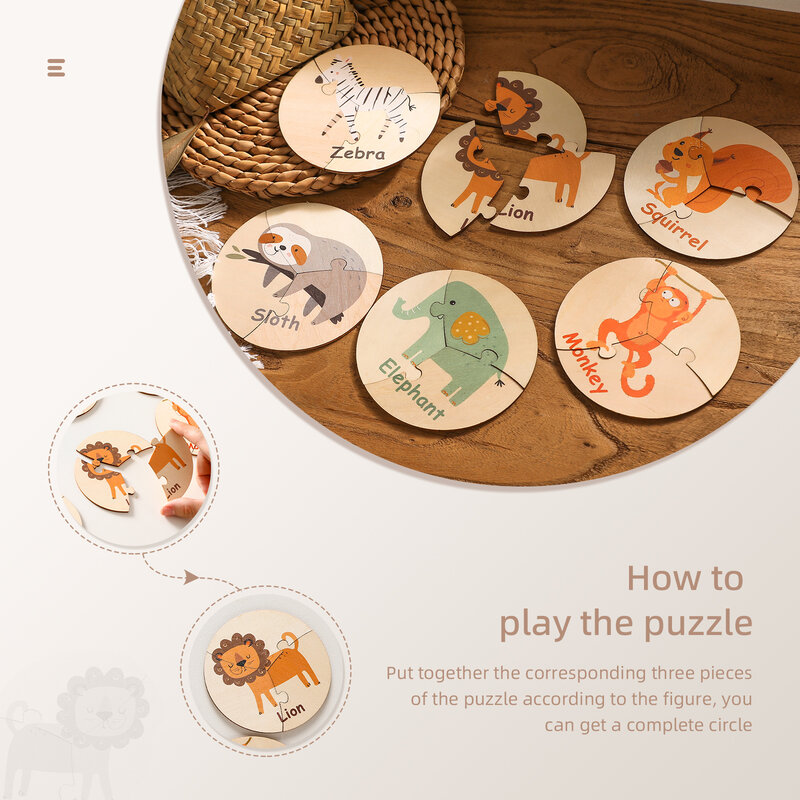 Puzzle végétal en bois pour enfants, jeu de cartes de Cognition en couleur, éducation de la petite enfance, jouets d'éveil