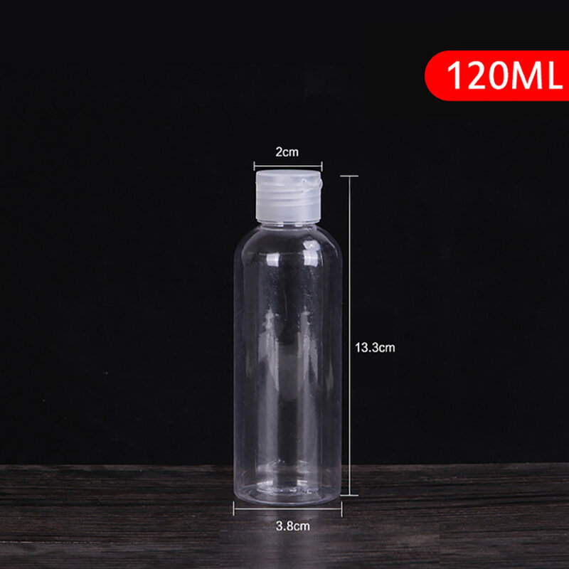 Botella de plástico transparente con tapa, contenedor vacío recargable para viaje, champú, crema facial, muestra de almacenamiento de cosméticos, 5 ~ 120ml