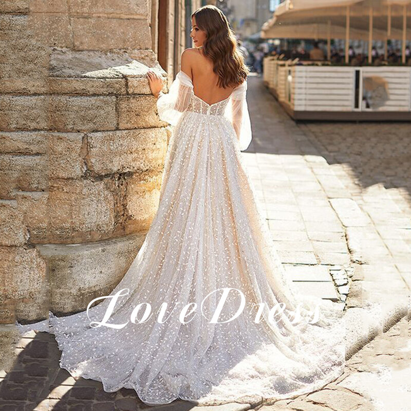 LoveDress Elegant Sweetheart Wedding Dress Off Shoulder Backless Luxury Lace Appliques Bride Gown Sweep Train vestido de novia