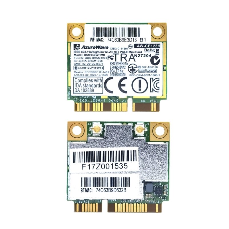 BCM94352HMB 867Mbps cartão WiFi, compatível com Bluetooth 4.0, AW-CE123H, Mini PCI-E Dropship