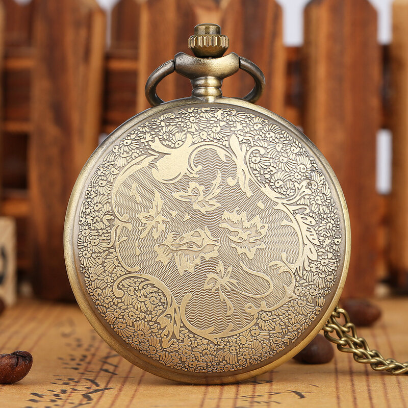 Reloj con colgante de números romanos para hombre y mujer, pulsera de cuarzo de bronce con dijes, accesorio de moda Vintage, reloj de bolsillo antiguo, regalos