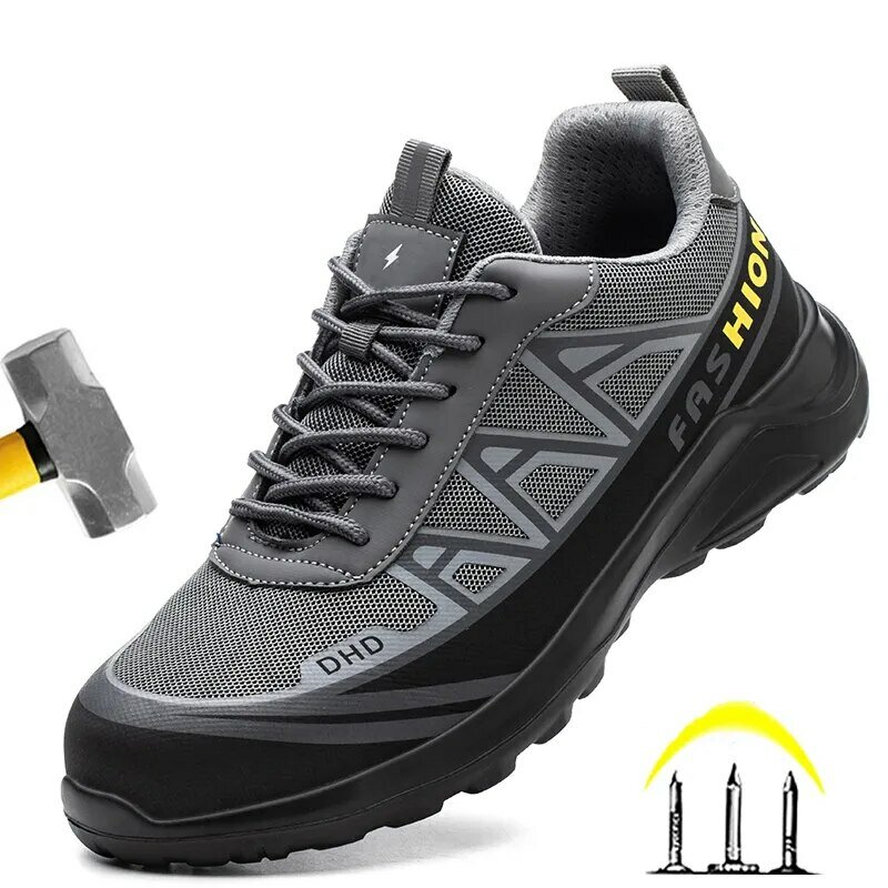 Защитная обувь для мужчин, рабочие защитные ботинки, неразрушаемые строительные ботинки, стальной носок, защитная Рабочая обувь для мужчин, ботинки с защитой от ударов