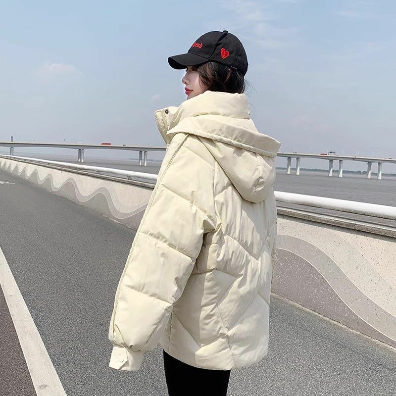 Новинка 2023, женское пуховое пальто из хлопка, зимняя куртка, женские короткие парки, свободная Толстая теплая верхняя одежда с капюшоном, облегающее пальто для отдыха