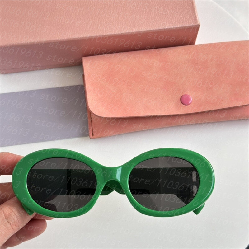 Round Sunglasses 462636 Women Glass Oversized Windproof Sun Glasses Green Colour Brand Design Shades UV400 New with Box and Bag
