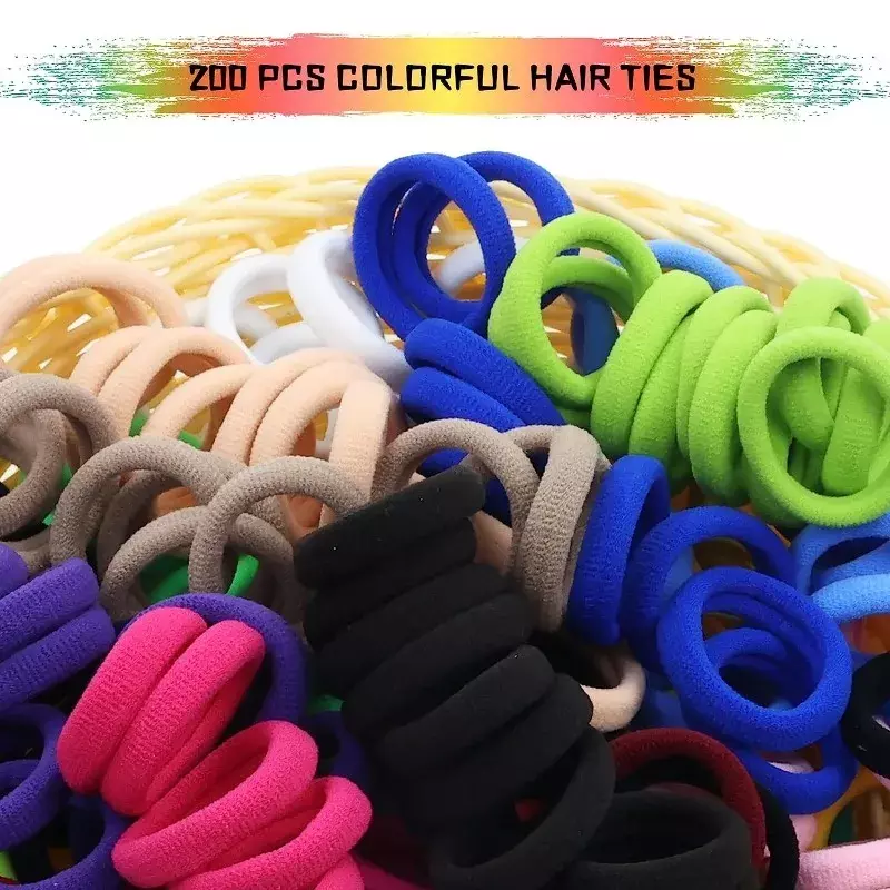 Bandes élastiques colorées en nylon pour femmes et filles, chouchou en caoutchouc, accessoires pour cheveux, 100 pièces, 500 pièces
