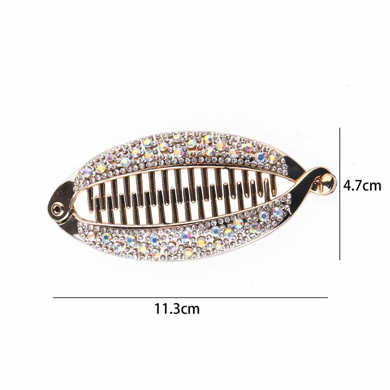 Jepit rambut berlian imitasi mewah mode klip pisang bentuk ikan jepit rambut cakar ikan klip klip rambut