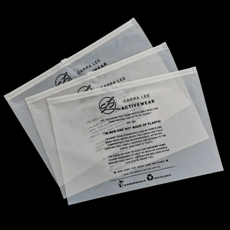 Индивидуальный продукт, изготовленный на заказ, экологически чистый матовый биоразлагаемый пакет с застежкой-молнией, полиэтиленовый мешок на молнии для одежды