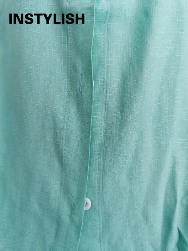 Leinen Revers zweiteilig Set Herbst Vintage einfarbig Langarm Knopf Hemd Bluse Frauen lässig lose gerade Hosen Anzüge
