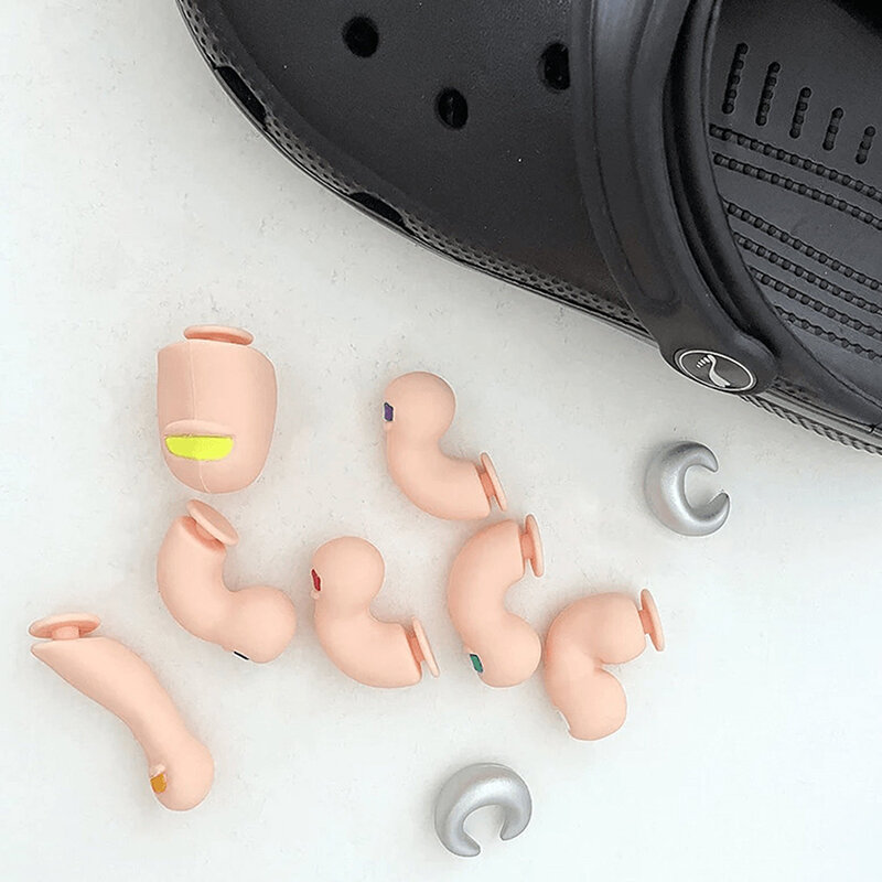 3D Toe Charms Set para Crocs Sapato, Silicone, Engraçado, Simulação, Polegares para os Pés, Decoração, Chinelos, Acessórios