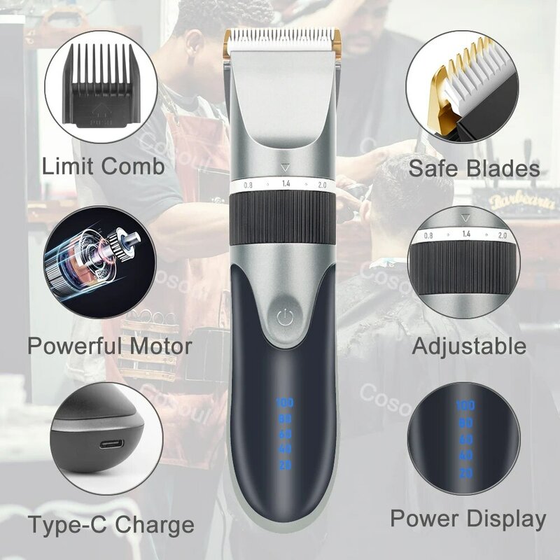Подборка AliExpress Машинка для стрижки волос, профессиональный электрический парикмахерский аппарат, беспроводной Перезаряжаемый для мужчин и детей