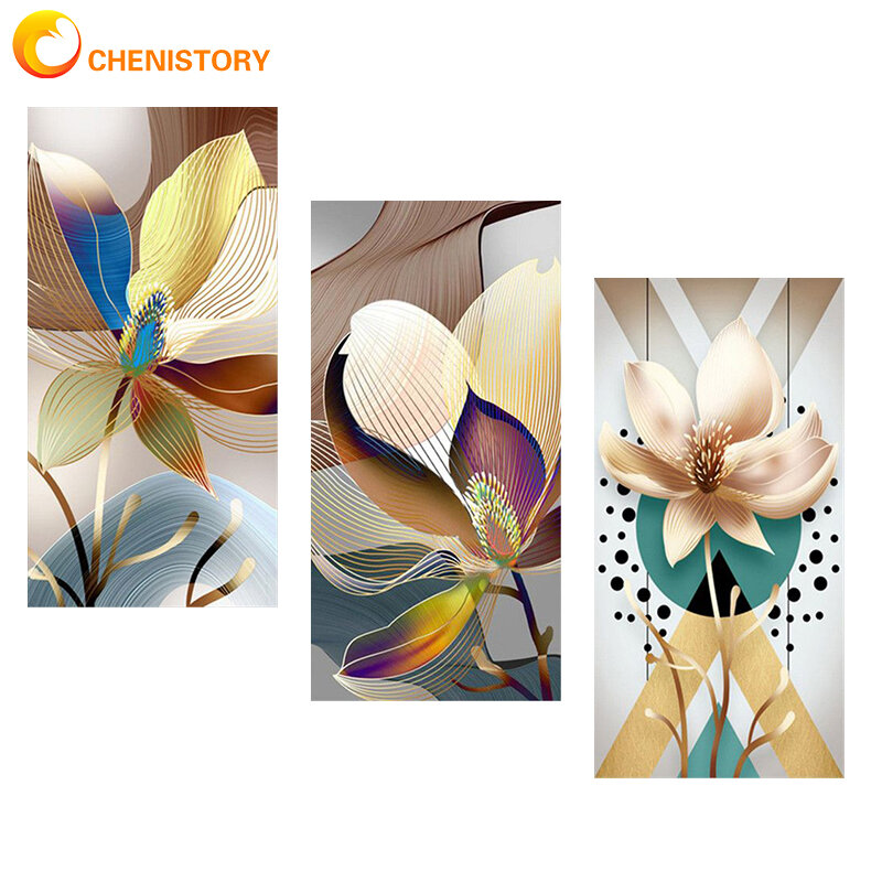 CHENISTORY-Kit de pintura por números al óleo, cuadro de flores sobre lienzo sin marco, pintura Digital, decoración de pared del hogar, 60x120cm