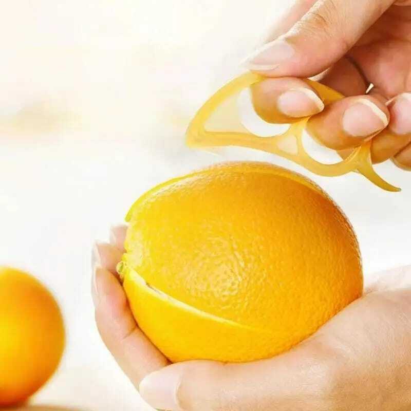Pelador de frutas práctico para cocina, 1 piezas, pelador de naranja y pomelo, cortador práctico, rebanador de fruta de limón, anillo de doble agujero