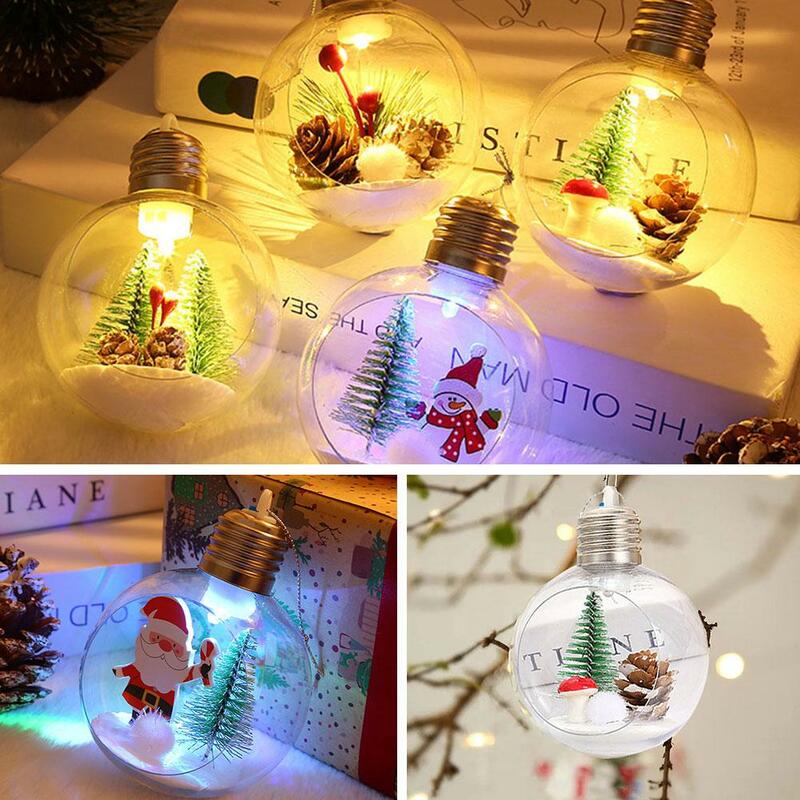 Прозрачные светящиеся Рождественские шары, подвесные украшения, светящиеся шары для украшения дома, Детские праздничные подарки S3E5