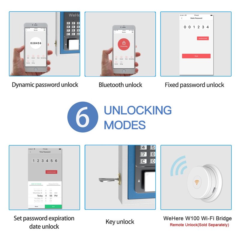 WeHere APP телефон дистанционное управление Умный пароль электронный ключ Сейф хранение для наружной безопасности квартиры отеля управление
