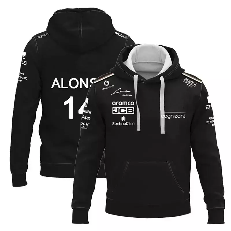 Men's Road Hoodie F1 Team Aston Martin Alonso 14 Stroll 18 3D Women's and Children's Street Sweatshirts Spring and Autumn