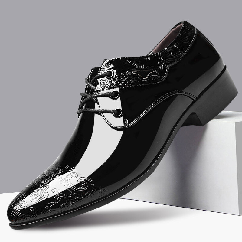 Buty dla mężczyzn na wesele biuro oxfordy Casual buy Business dla mężczyzn Dress sznurowadło Up formalne czarne PU skórzane Brogue 39-48