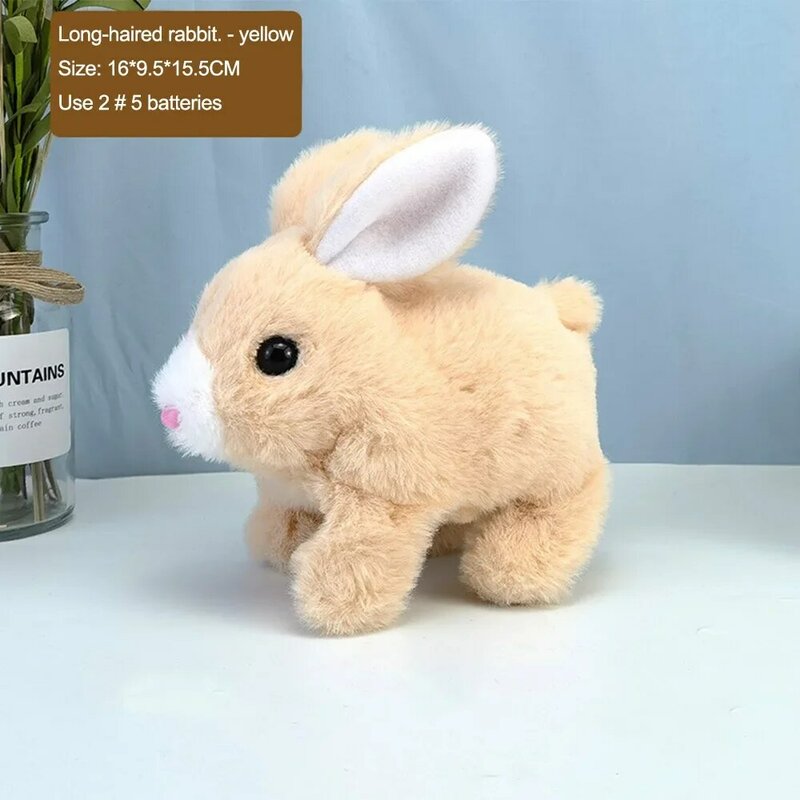 Brinquedos elétricos do coelho do luxuoso, pode andar para fazer um som, balançando as orelhas, cabelo comprido, presentes das crianças