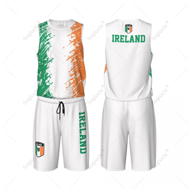 Zespół flaga irlandii koszulka koszykarska zestaw koszuli i spodni bez rękawów nazwa własna dla mężczyzn