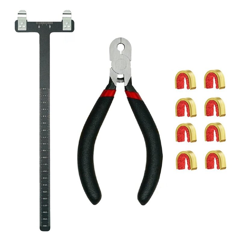 New-Bow String Nocking Points Set With T Square Ruler Nocking Buckle Pliers And 8Pcs Nocking Buckle Set
