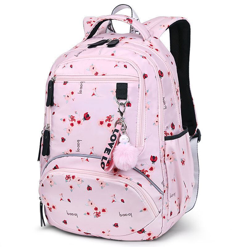 女性用バックパック,学生用ランドセル,旅行用ブックバッグ,10代の女の子用バッグ,キーホルダー付き