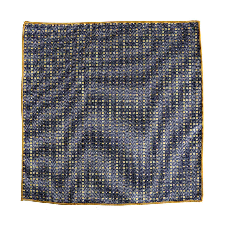 High Brand Silk Kandkerchief Men Orange Yellow Dot Plaid Pocket Square Fit Formal Party Pocket Square Handkerchiefs Suit Hanky