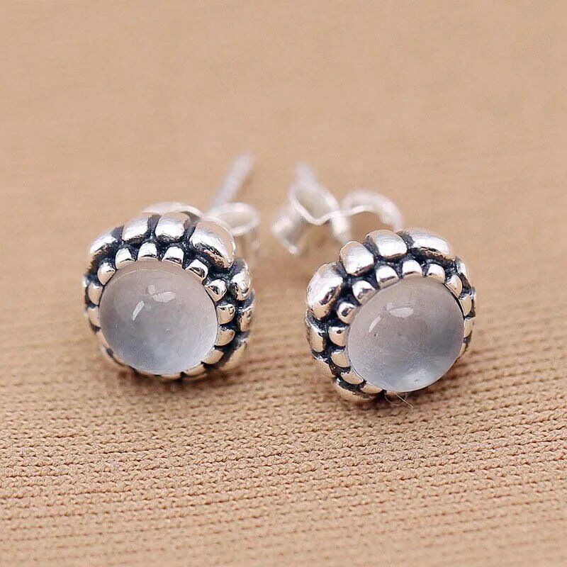 Authentic 925 Sterling Silver Earring Month Birthstone Aniversário Studs Brincos Para As Mulheres Wedding Party Gift Europa Fine Jewelry